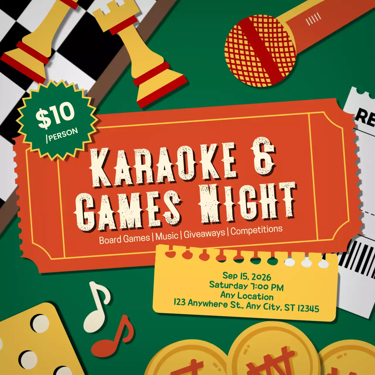 Green Retro Games Promotion Social Media Post