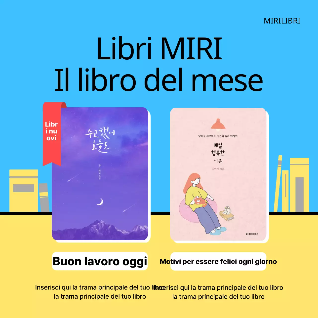 Promuovere un club del libro estivo minimalista in giallo e blu
