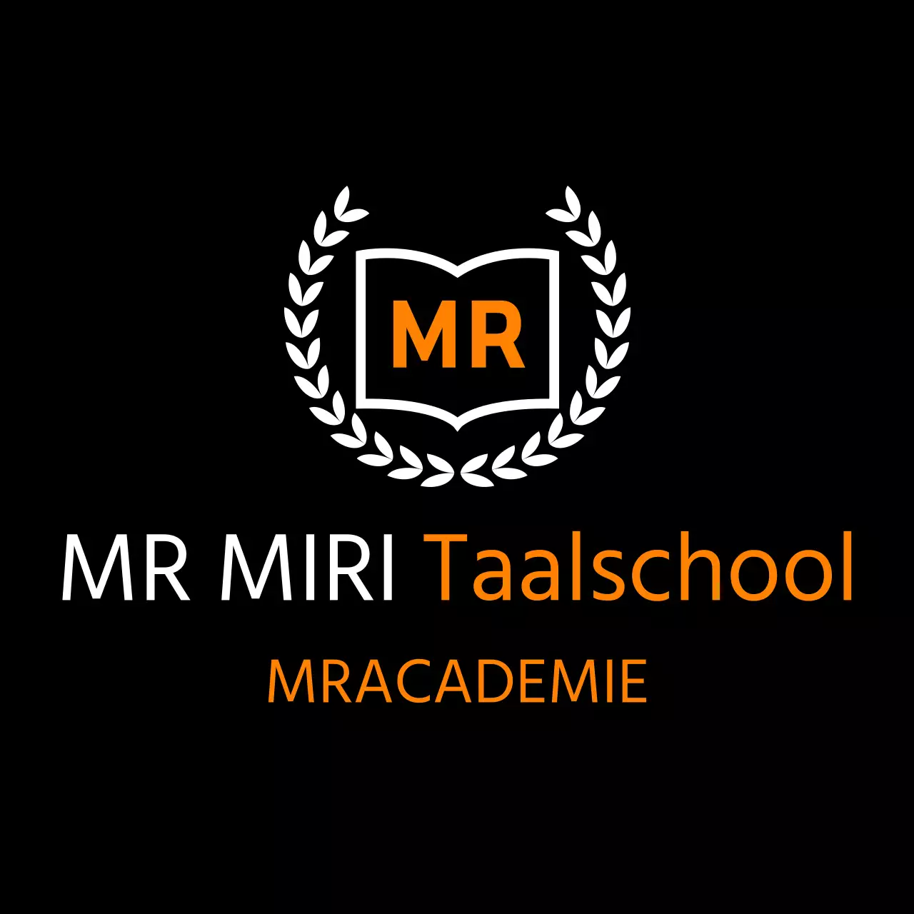 Taalschool met oranje en witte lauwerkransen