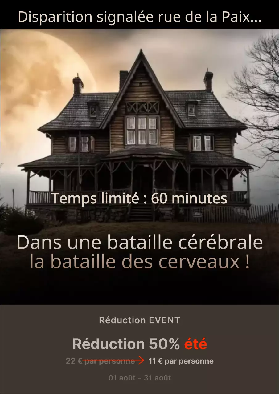 Une simple publicité pour une salle d'évasion en noir et brun