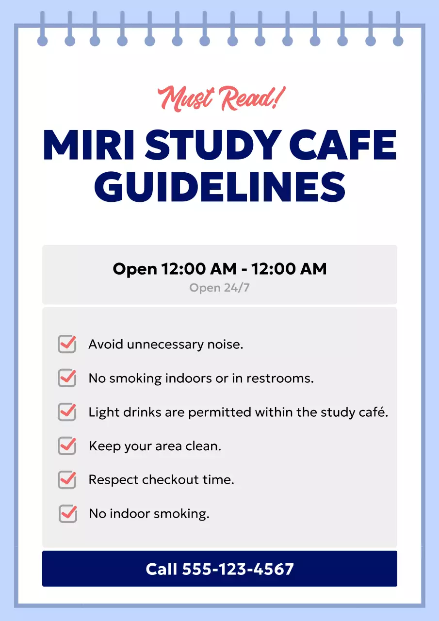 Blue Simple Cafe Guidelines Poster