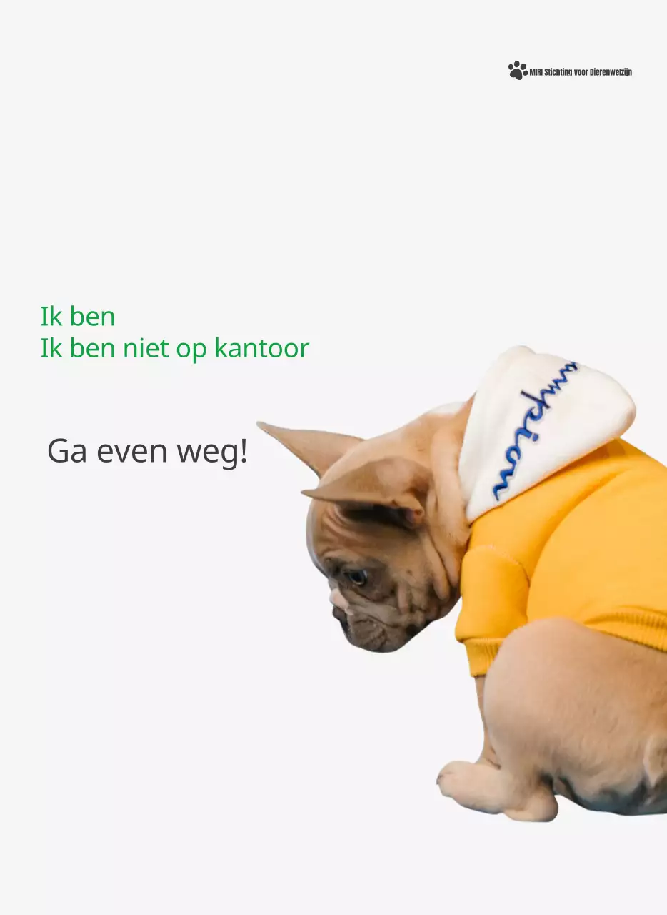 Een kalender met een puppyfoto en een schattige boodschap in groene accentkleur
