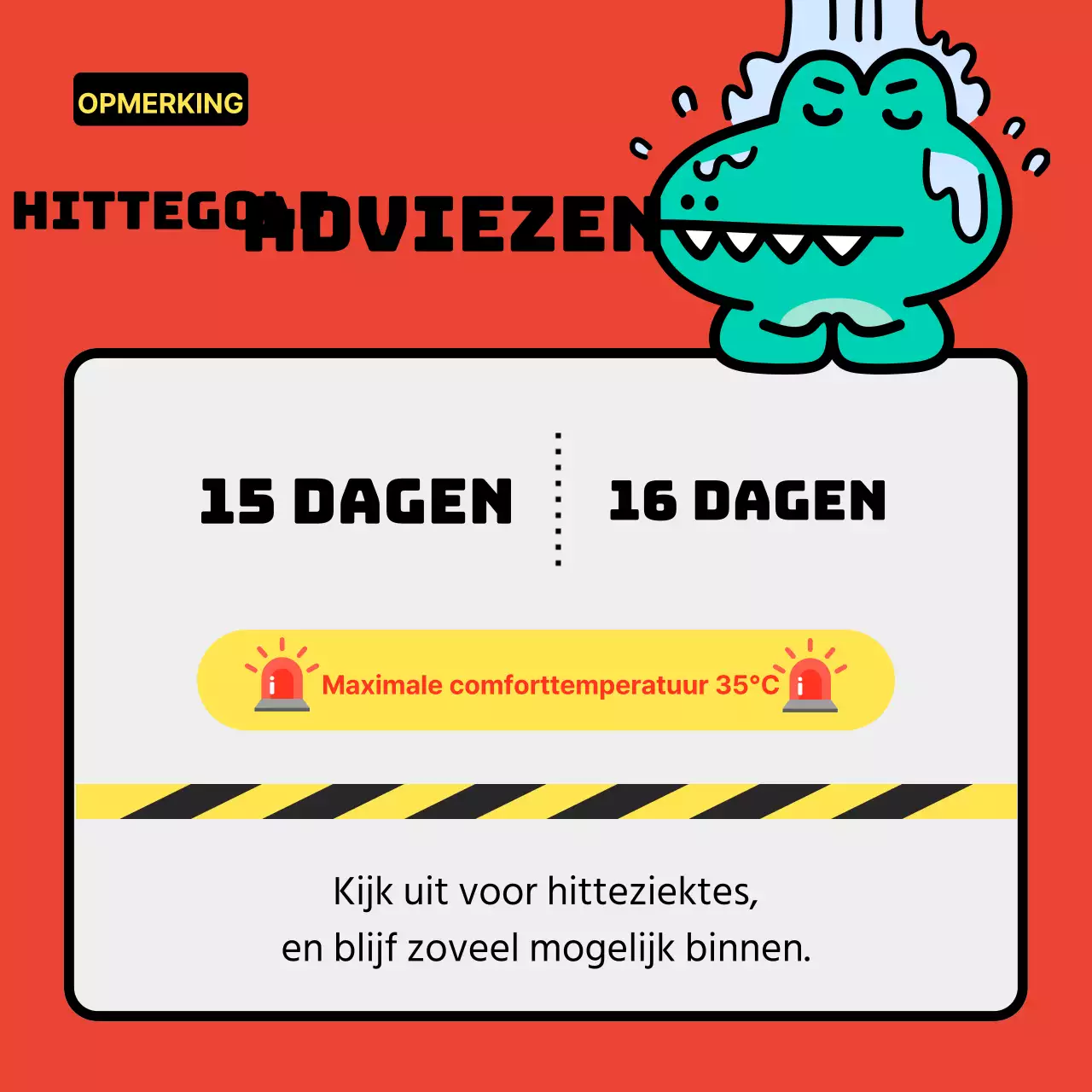 Hittewaarschuwingsinformatie in rood en groen