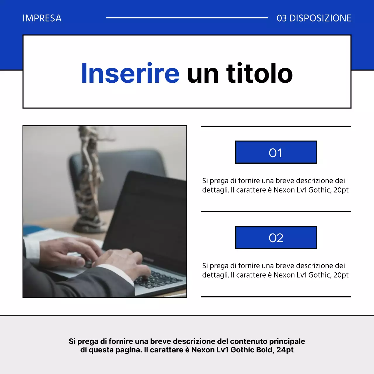 Una semplice lettera di presentazione aziendale in blu e grigio