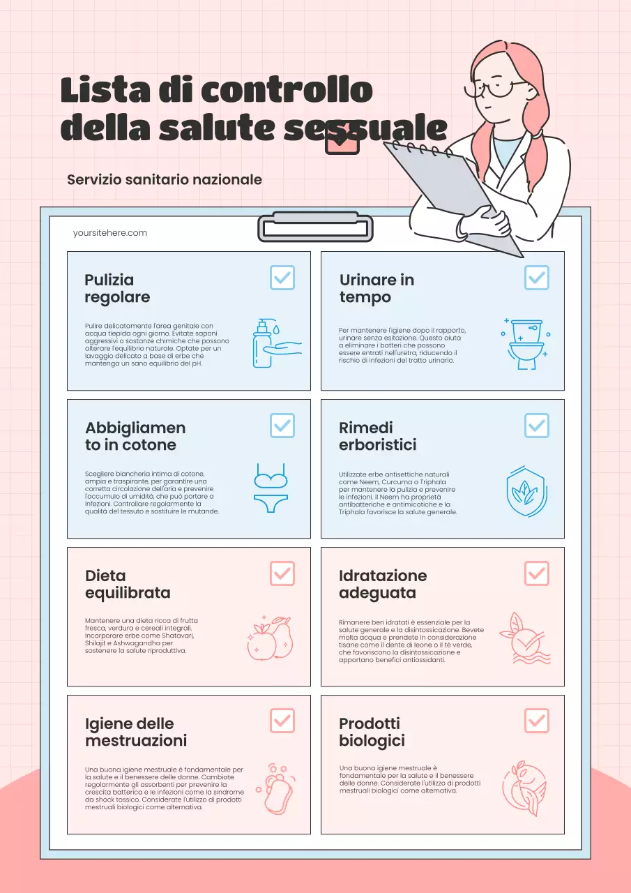 Un'infografica moderna sulla salute sessuale in rosa e azzurro Descrizione