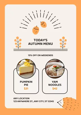 Orange Simple Autumn Menu Promotion Poster