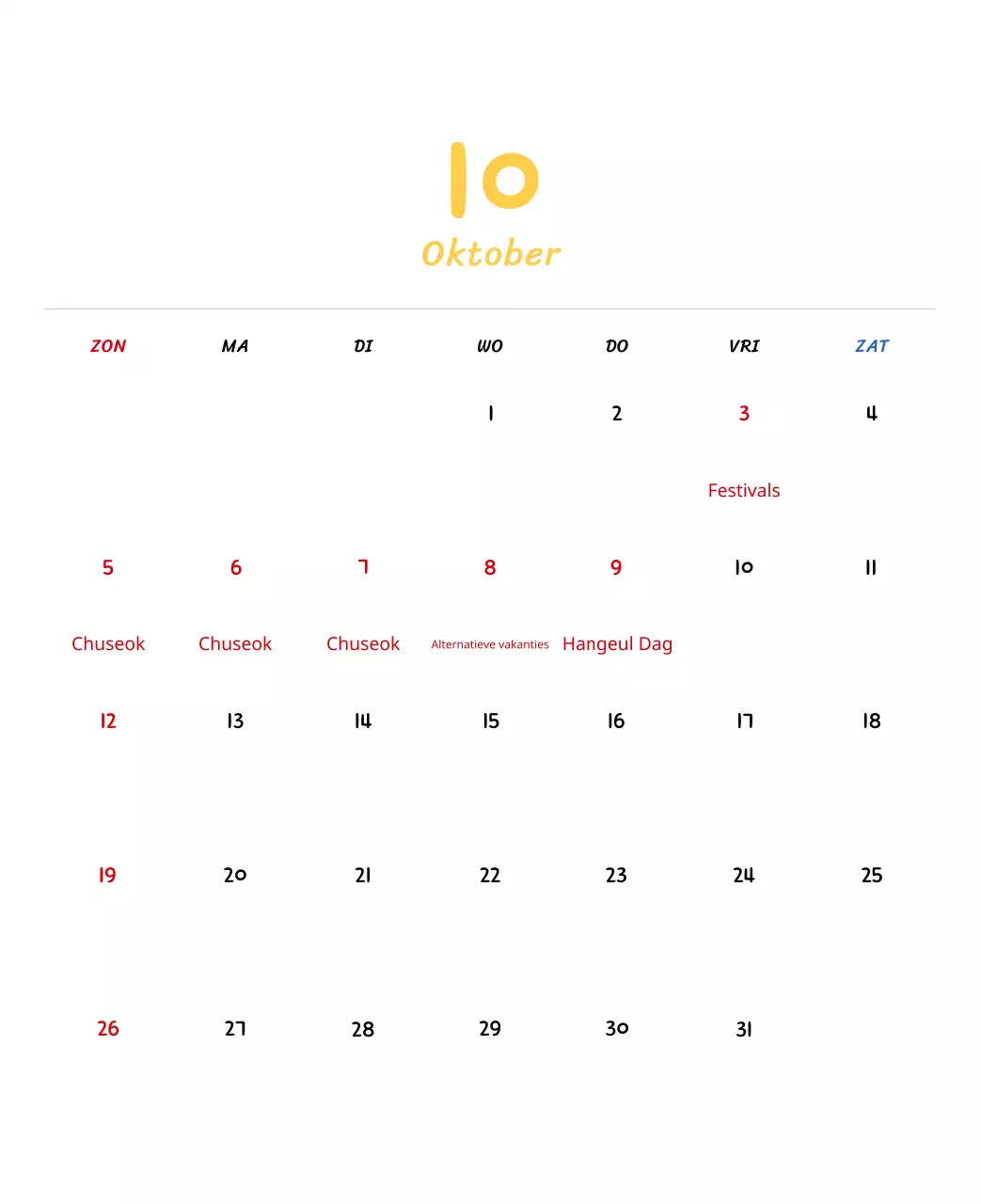 Nieuwjaarskalender met schattige illustraties