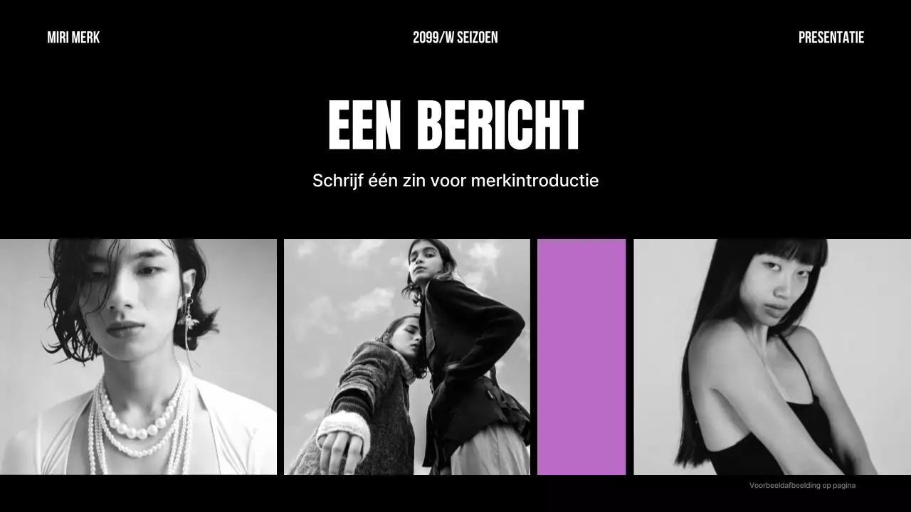 Een eenvoudig merkstatement in zwart en paars