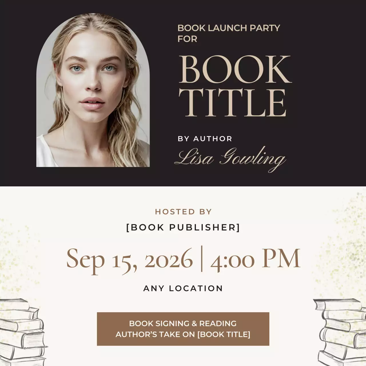 Black Elegant Book Event Social Media Post