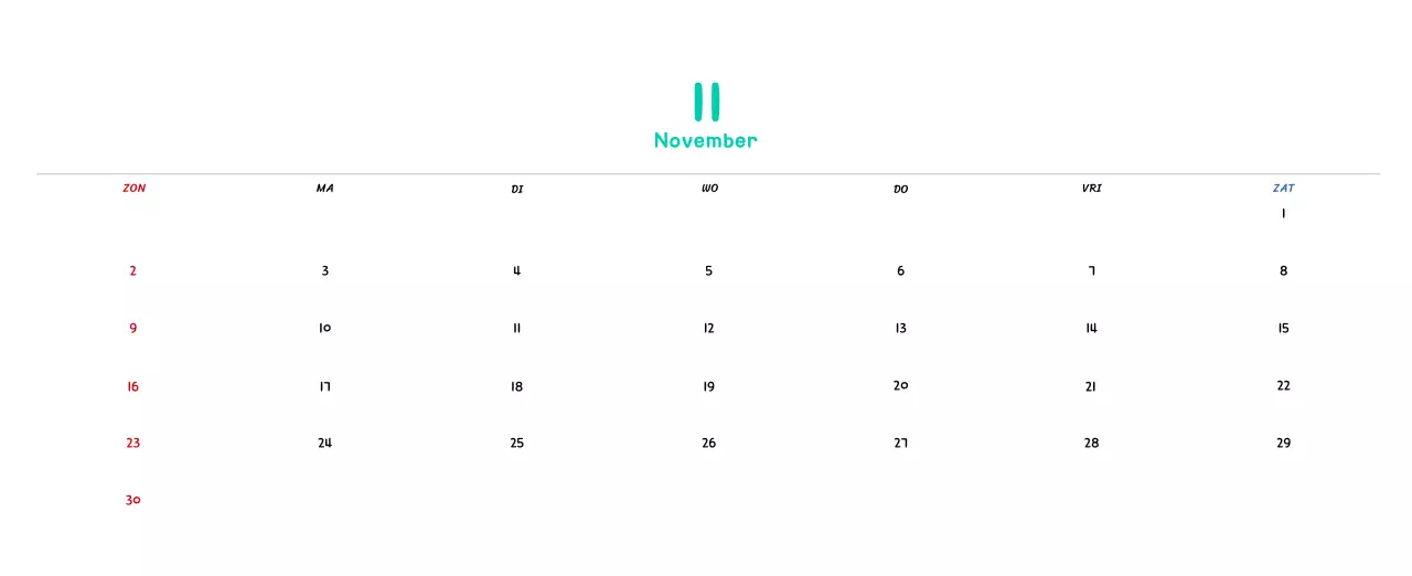 Nieuwjaarskalender met schattige illustraties