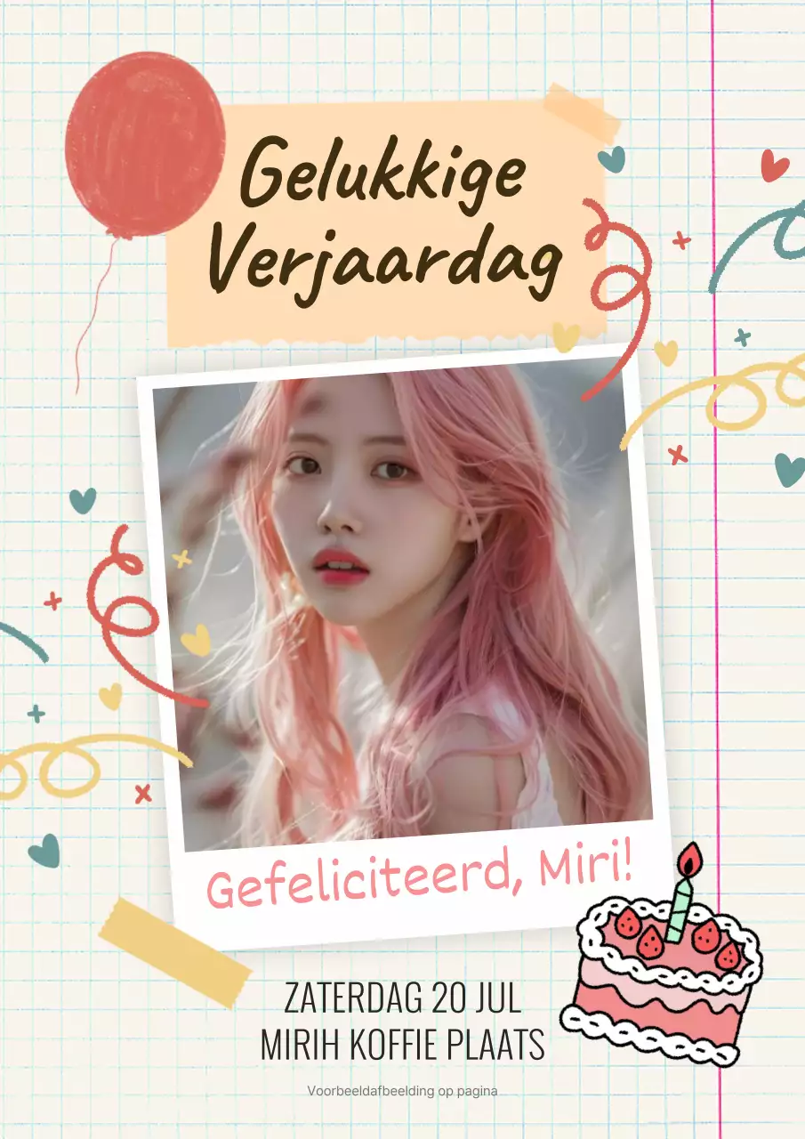 Promoot een roze en schattig idool verjaardagscafé