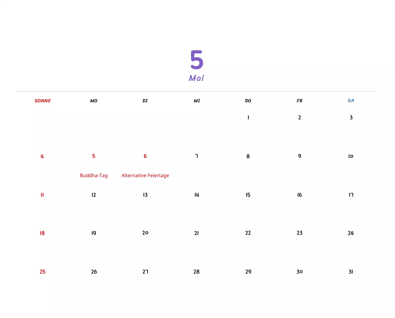 Neujahrskalender mit niedlichen Illustrationen