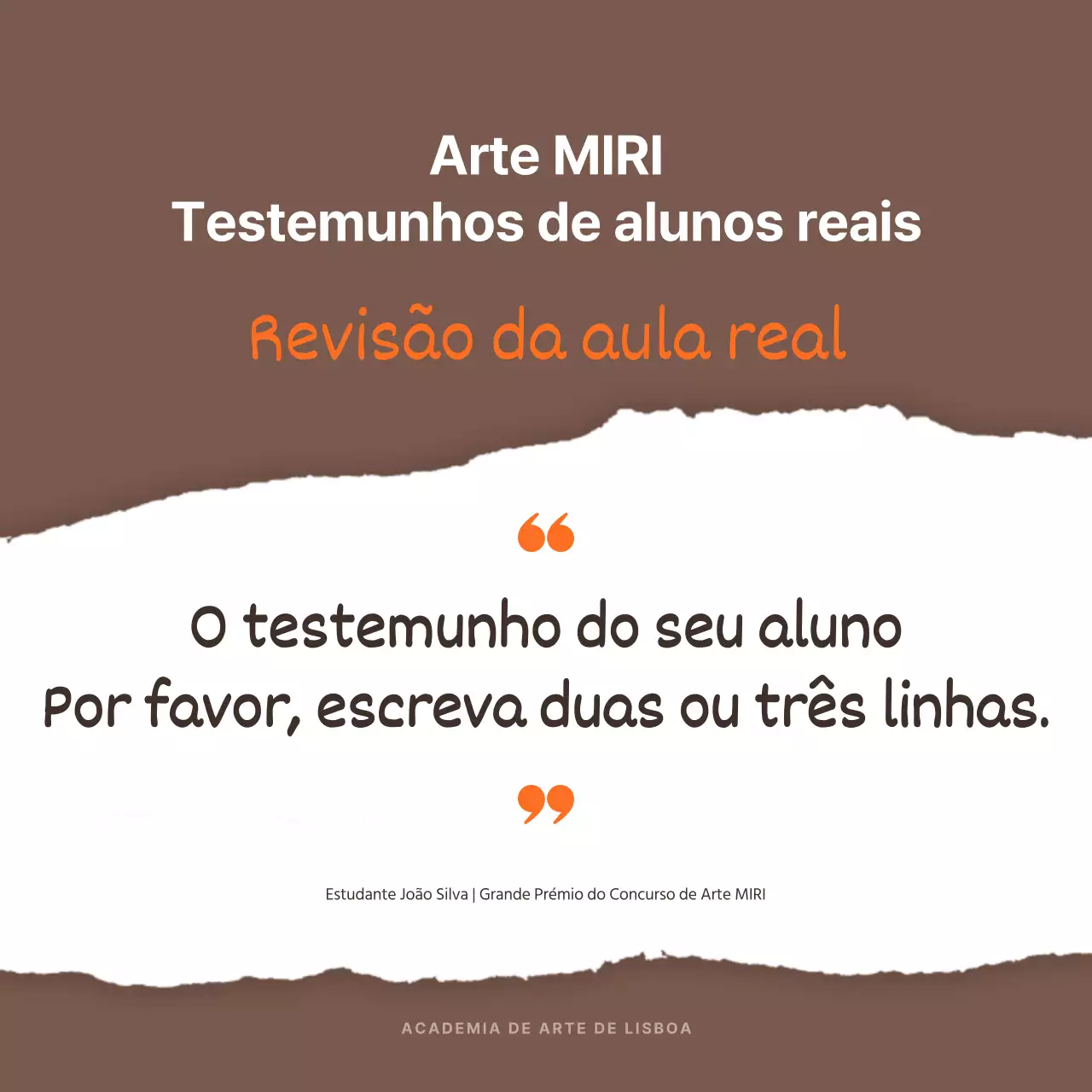 Promover testemunhos com destaques em castanho e laranja