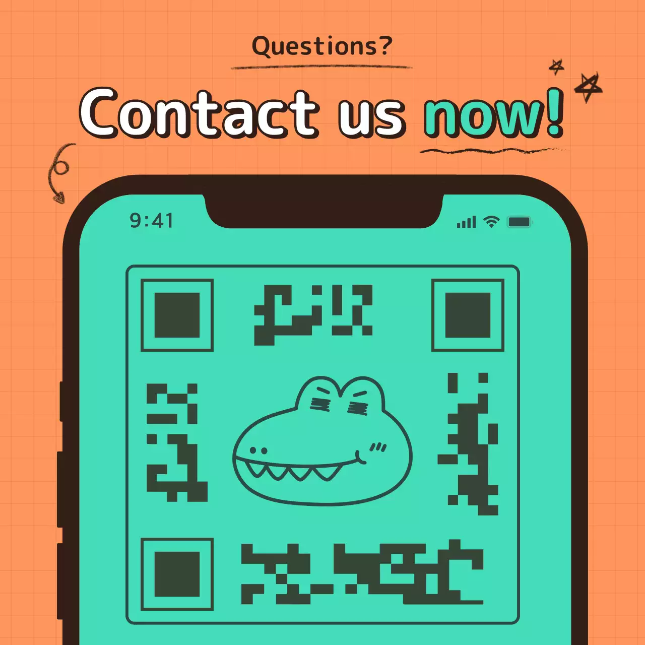 Orange Trendy Contact Announcement Social Media Post