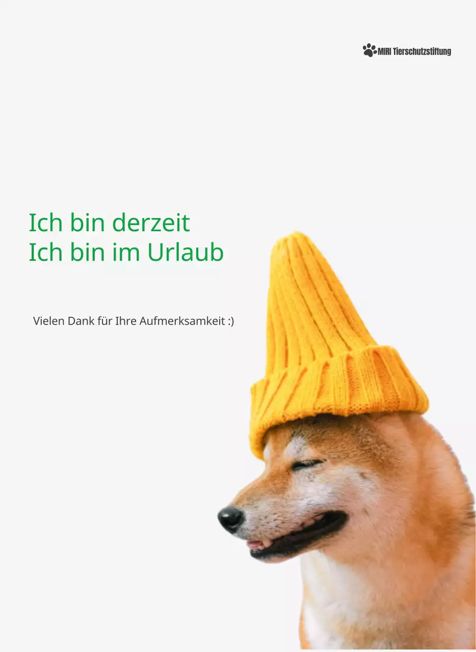 Ein Kalender mit einem Welpenfoto und einer süßen Botschaft in grüner Akzentfarbe