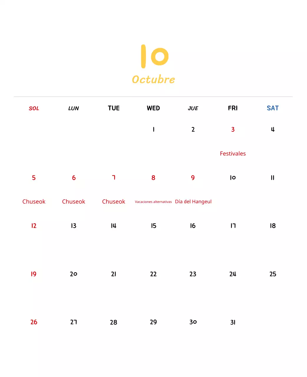 Calendario de Año Nuevo con simpáticas ilustraciones
