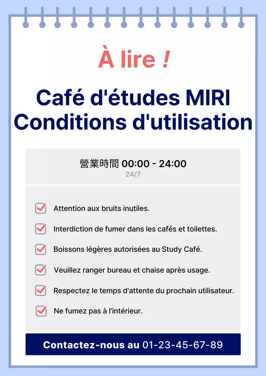 Café d'étude moderne rouge et bleu au centre de la ville