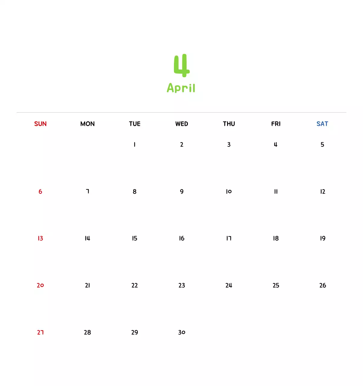 New Year's calendar with cute illustrations