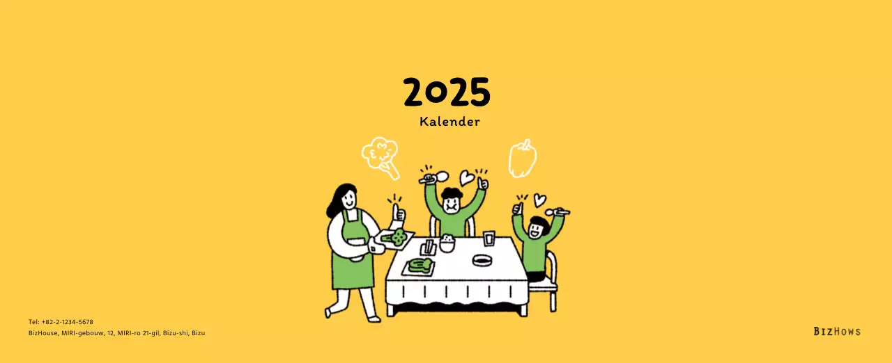 Nieuwjaarskalender met schattige illustraties
