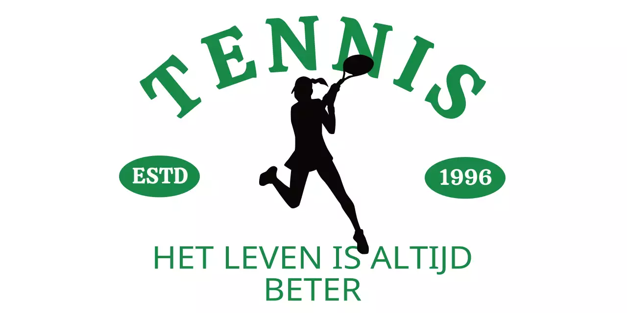 Tennisclub in groen en zwart met een vintage uitstraling