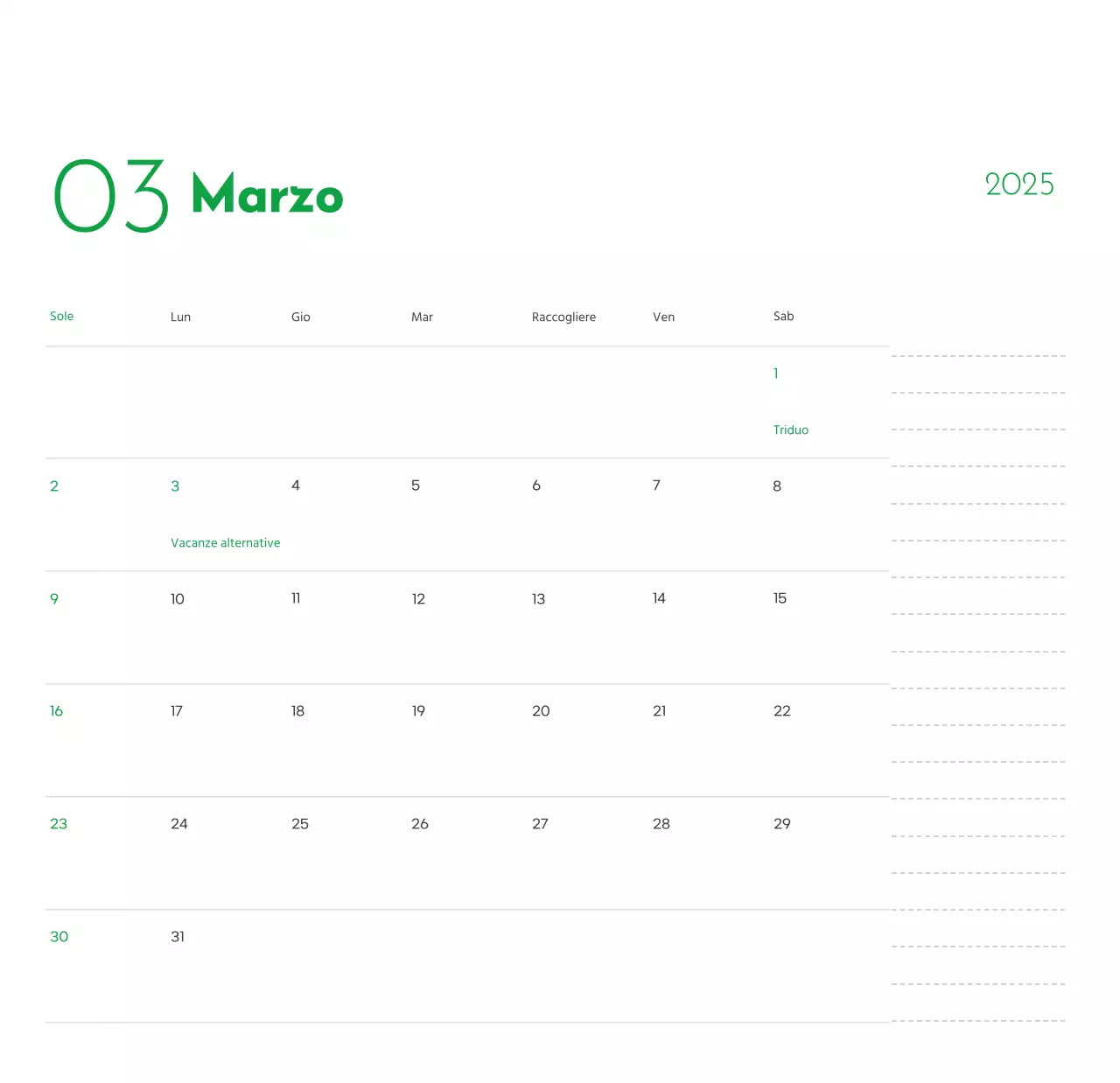 Un calendario con la foto di un cucciolo e un simpatico messaggio in colore verde.