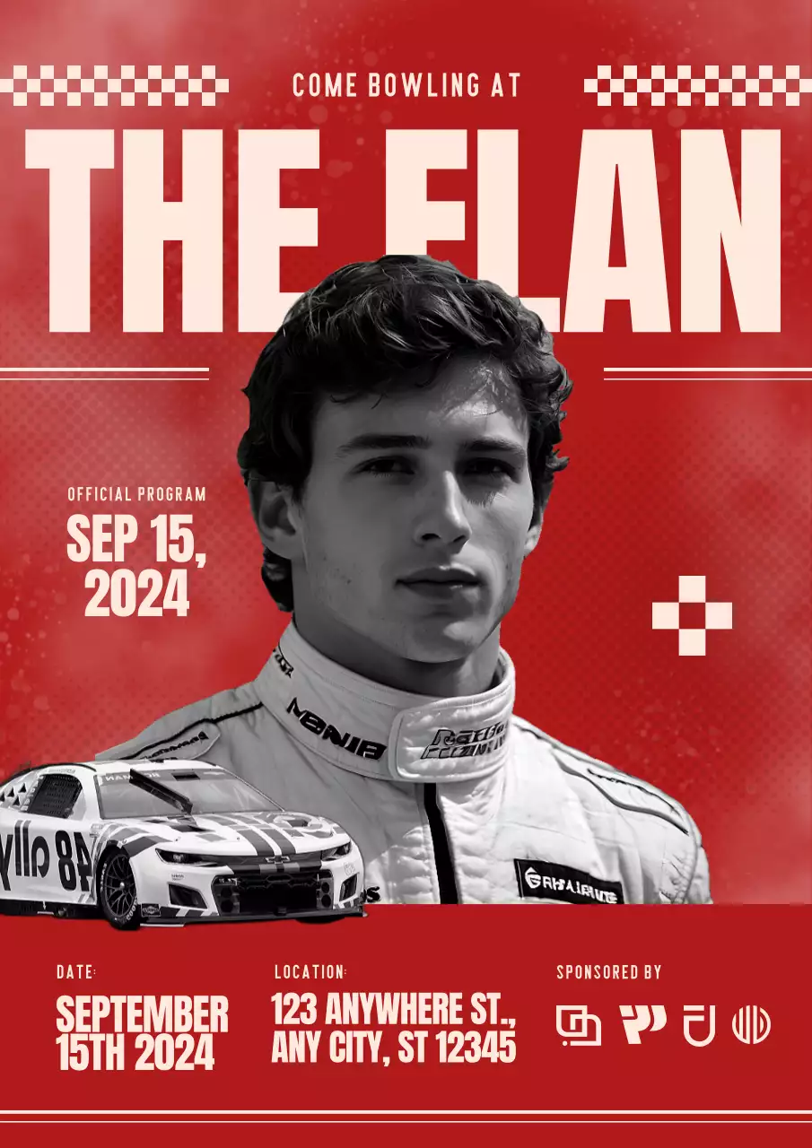 Red Retro Racing Event Poster