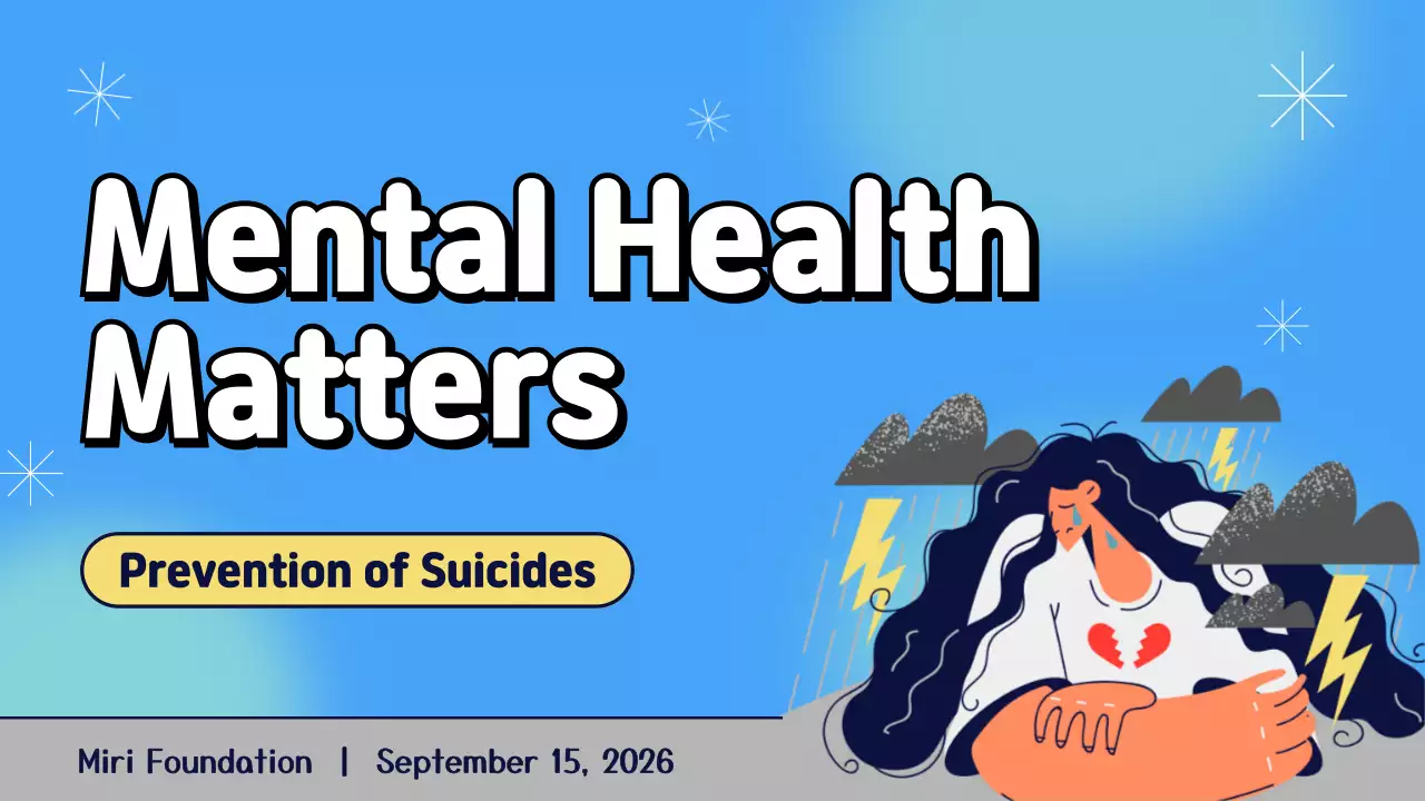 Blue Playful Illustrated Mental Health Matters Presentation
