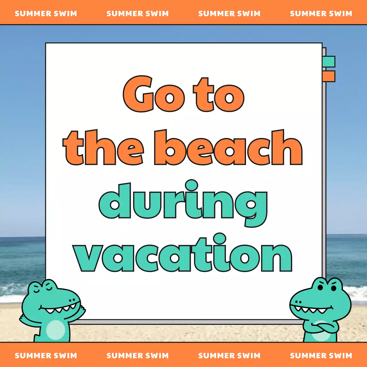 Promote kitschy summer travel in orange and mint