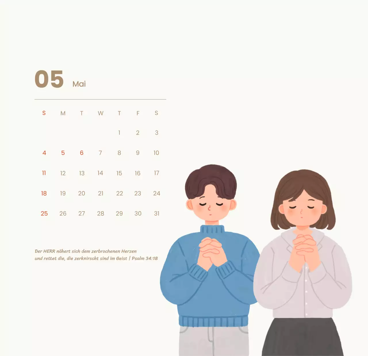 Ein Andachtskalender mit gemütlichen Illustrationen und Bibelversen auf hellblauem Hintergrund