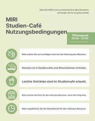 Ein Leitfaden für die Nutzung des modernen Lerncafés in Grün und Lindgrün