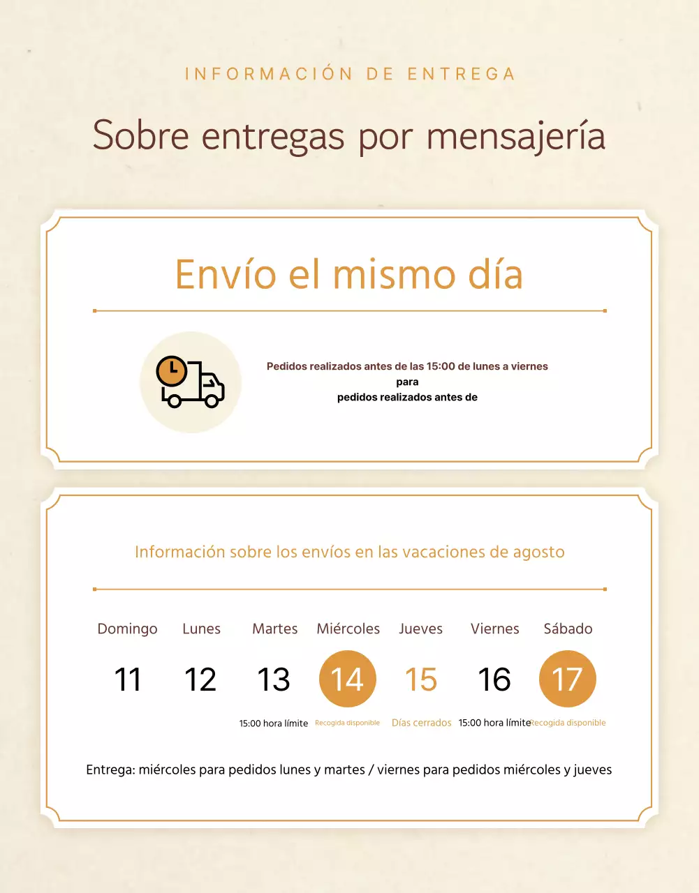 Promueve una tienda de guarniciones de aspecto tradicional en beige y naranja