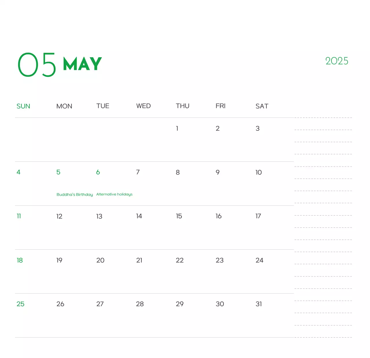 Một cuốn lịch có hình một chú chó và lời nhắn dễ thương màu xanh lục.