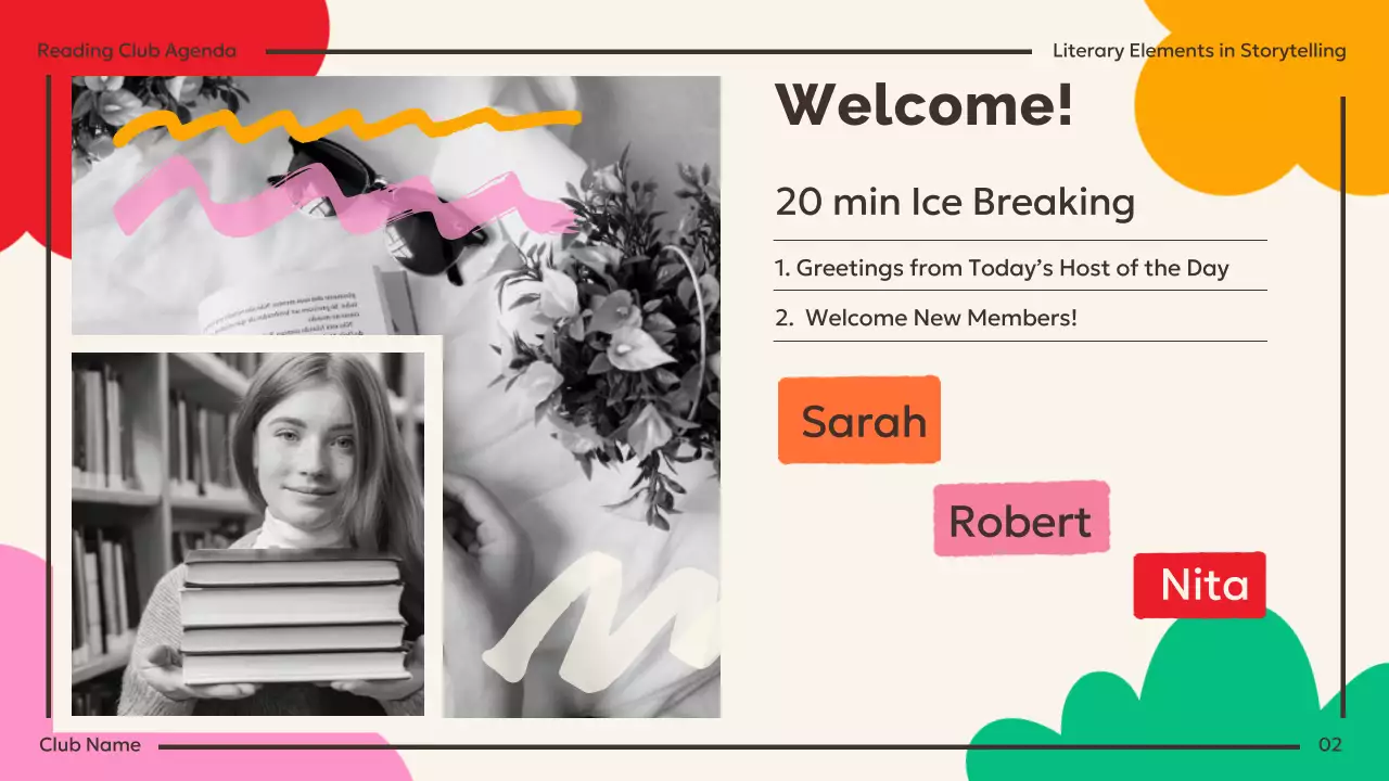 Colorful Modern Reading Agenda Presentation