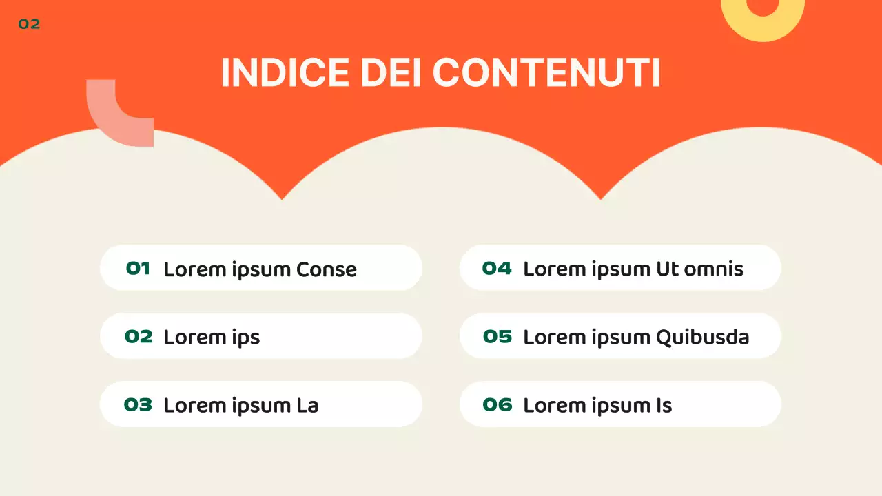 Presentazione kitsch del layout predefinito in arancione e giallo