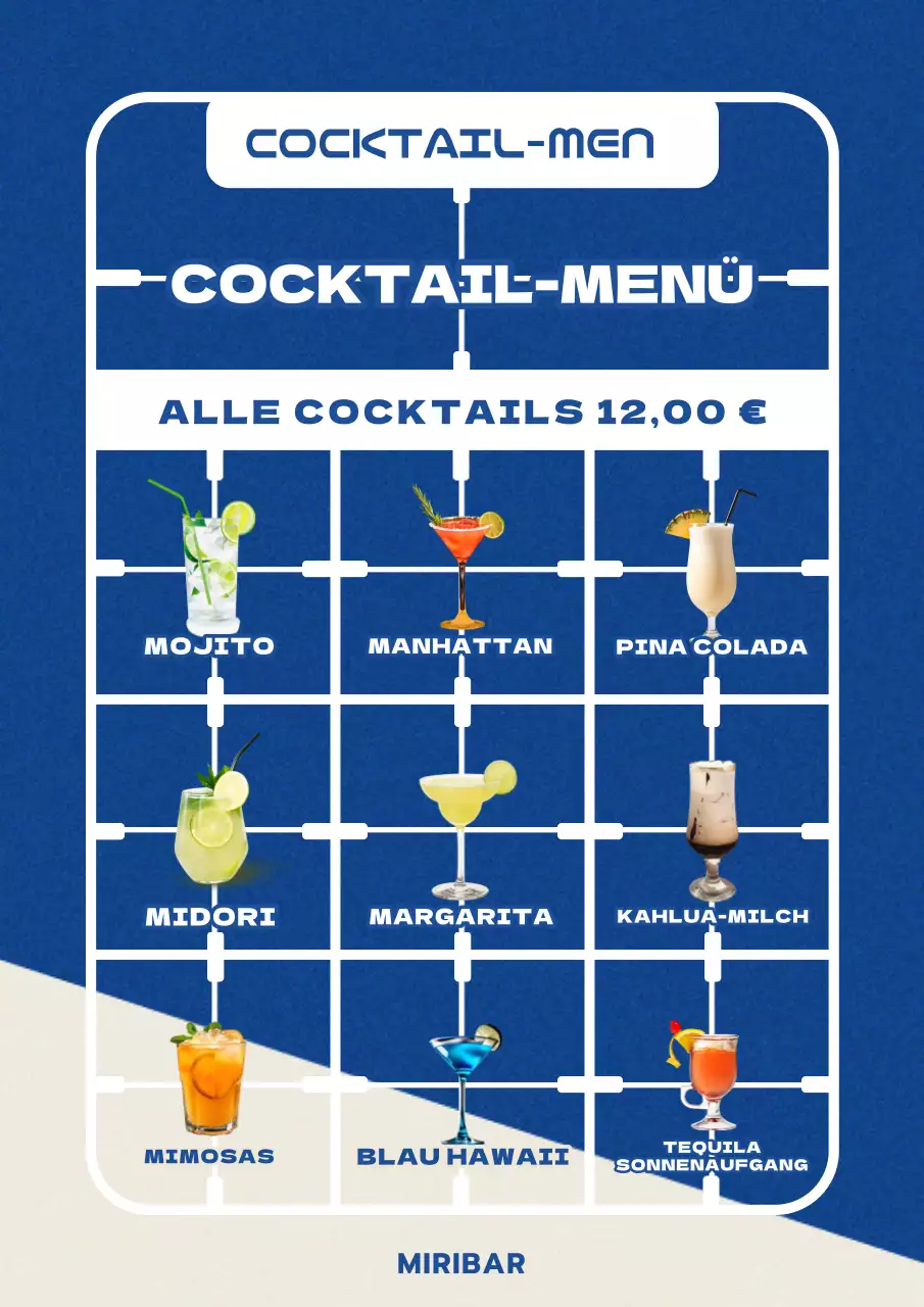 Eine Kollektion von trendigen Restaurant-Menüschildern in Grün und Elfenbein