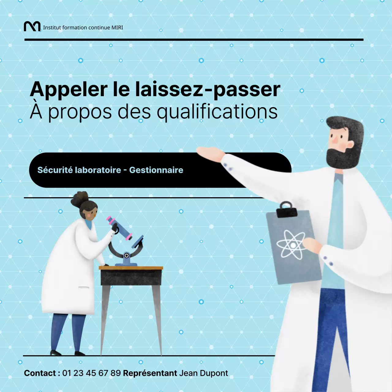 Guide simple de certification des agents de sécurité en laboratoire, en noir et bleu clair