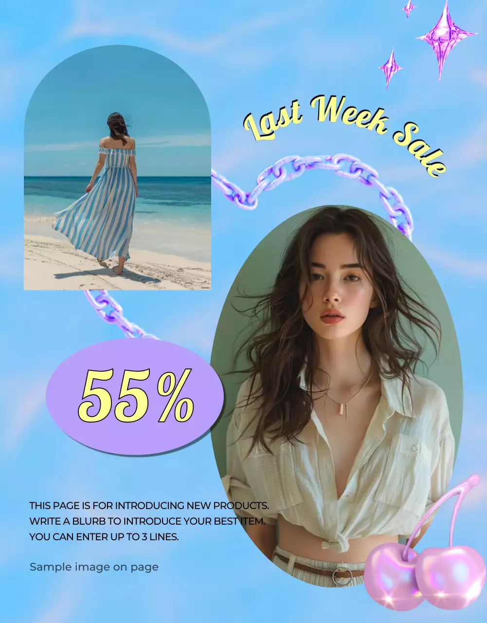 Blue Retro Summer Promotion Poster