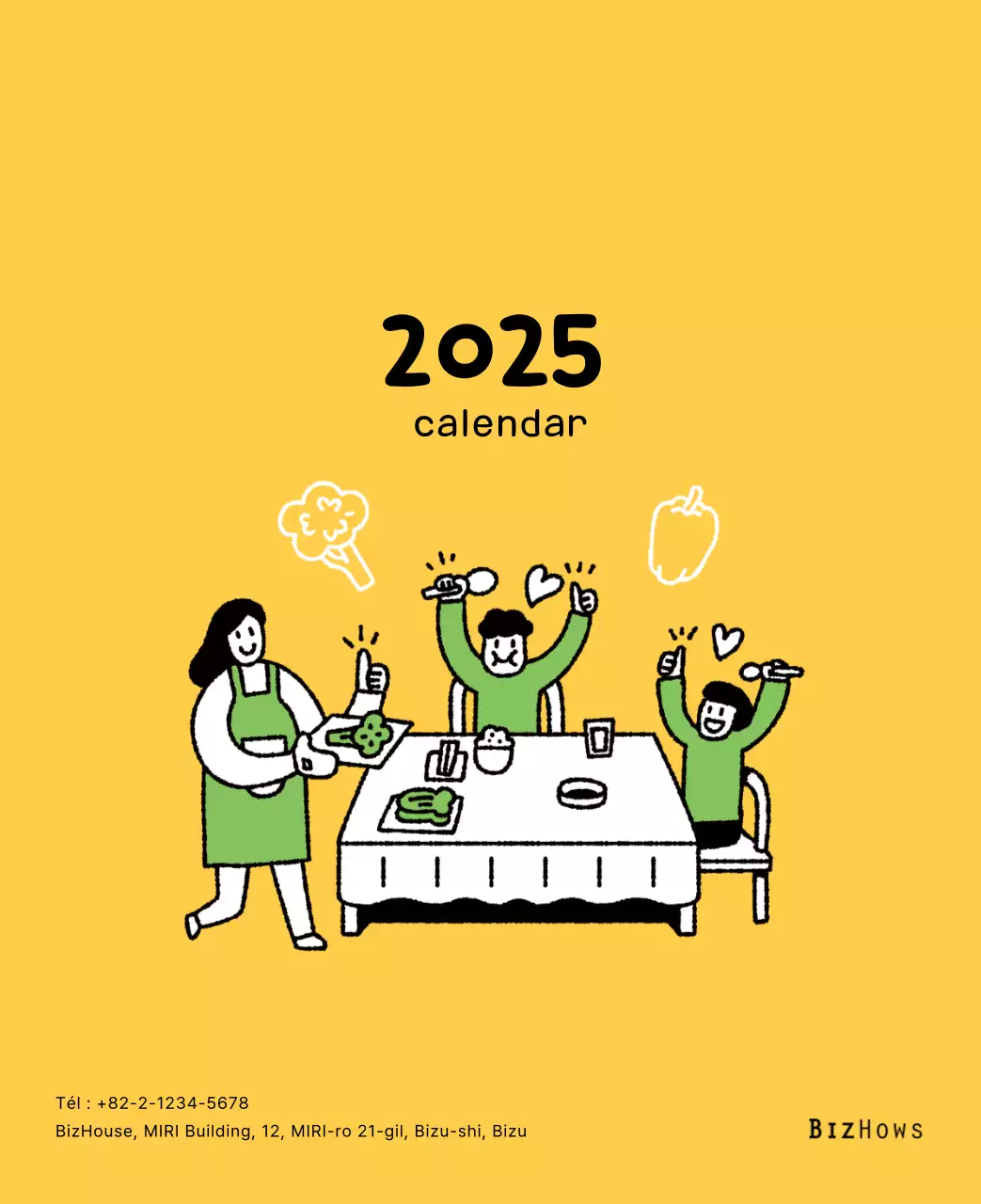 Calendrier du Nouvel An avec de jolies illustrations
