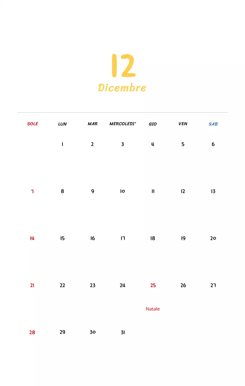 Calendario di Capodanno con simpatiche illustrazioni