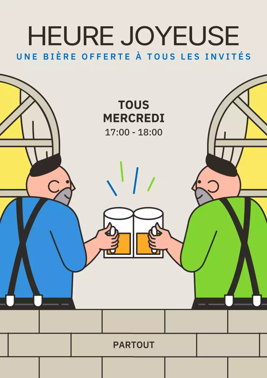 Promouvoir un happy hour moderne en bleu et vert lime