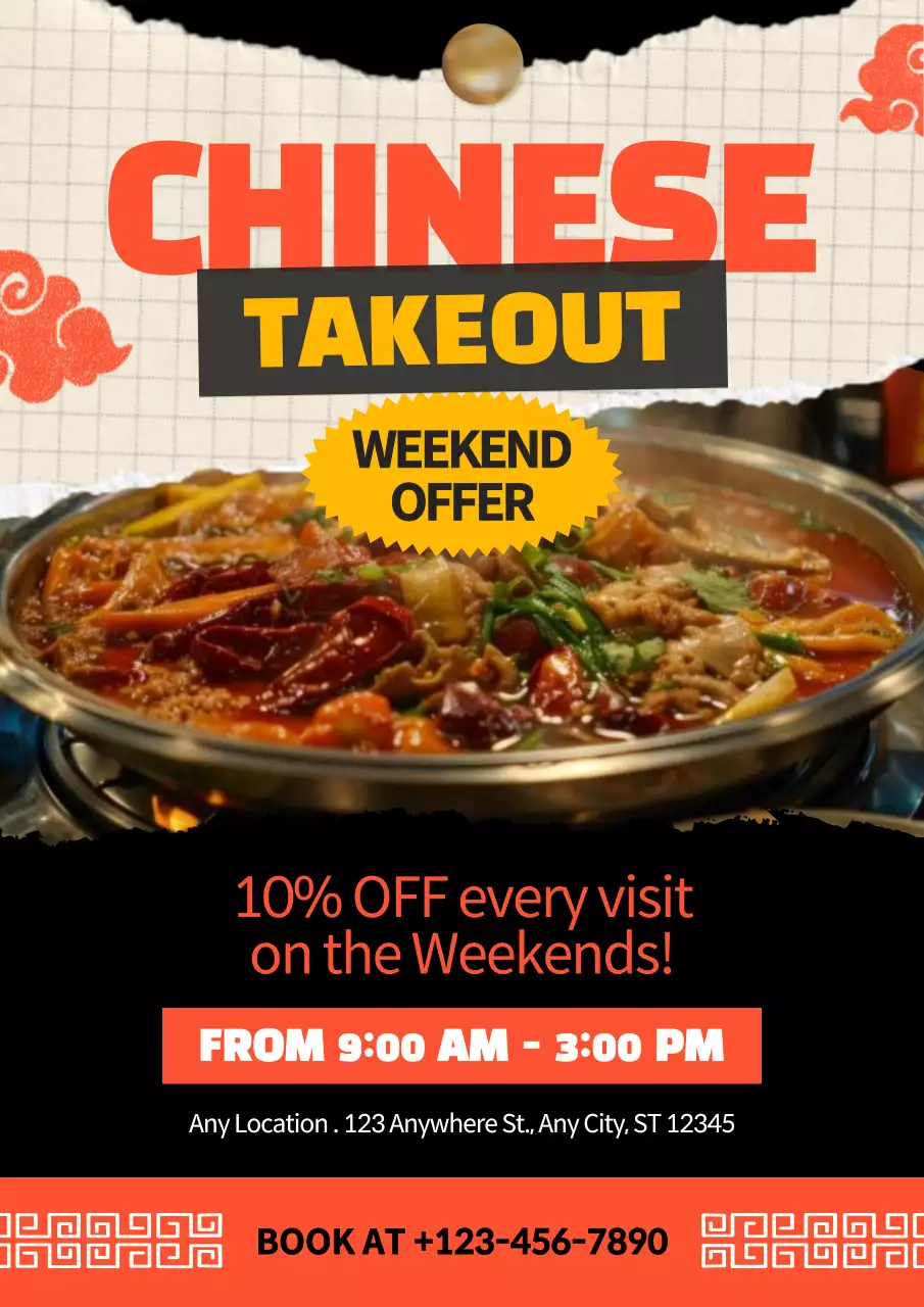 Red Traditional Takeout Promotion Poster