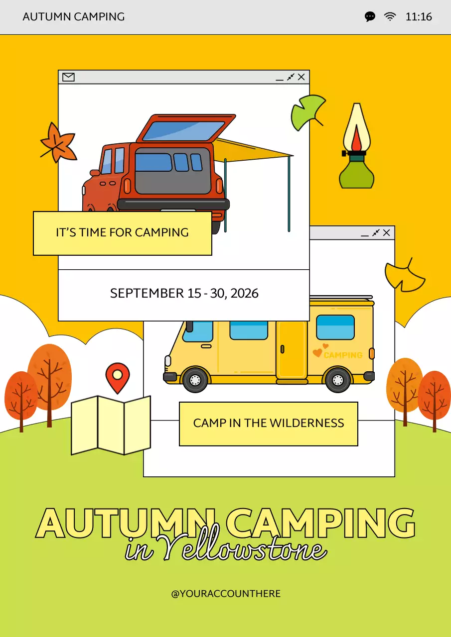 Yellow Simple Camping Event Poster