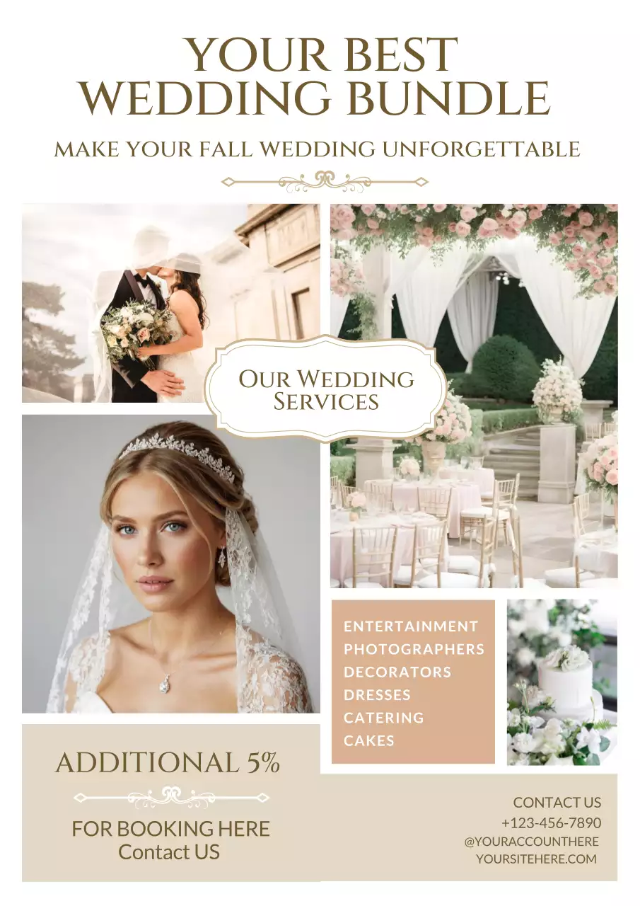 Beige Elegant Wedding Promotion Poster