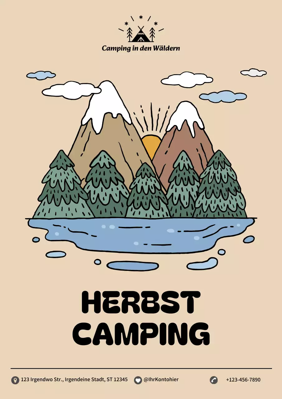 Beige und Khaki sind der Trend für herbstliche Camping-Ankündigungen