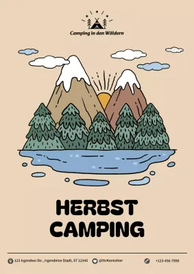 Beige und Khaki sind der Trend für herbstliche Camping-Ankündigungen