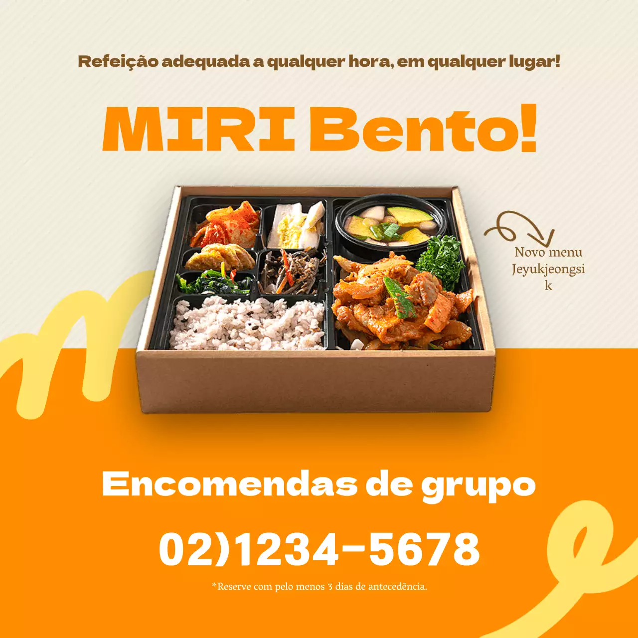 Promover uma encomenda colectiva de lancheiras simples cor de laranja e amarelas