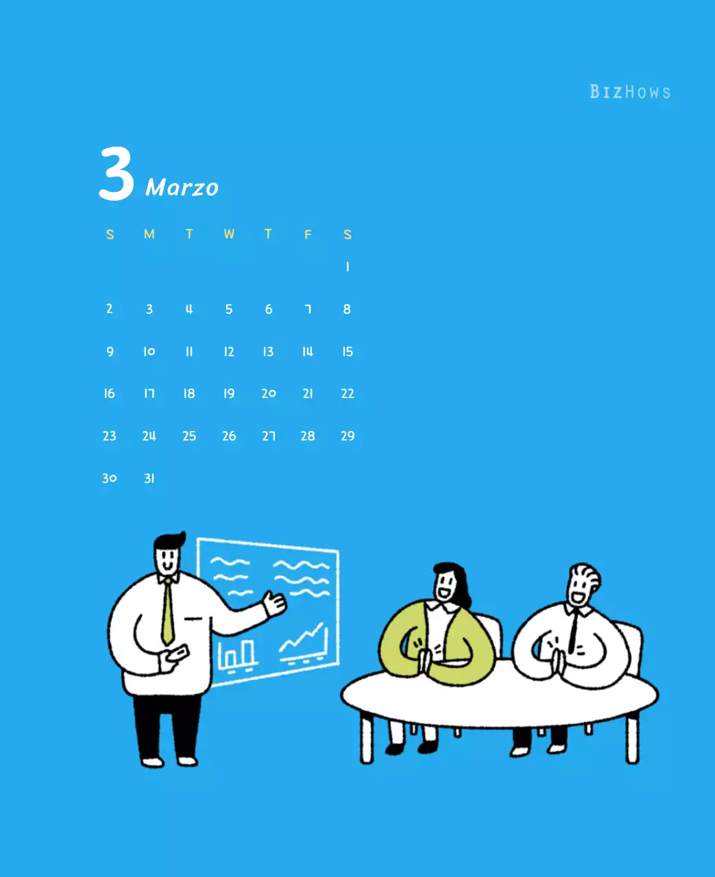 Calendario de Año Nuevo con simpáticas ilustraciones