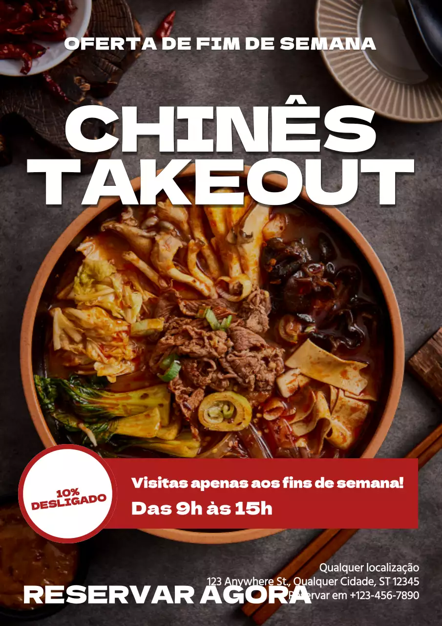 Cartaz de promoção de ofertas de fim de semana do restaurante Red Modern
