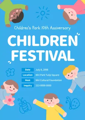 Blue Playful Festival Announcement Poster