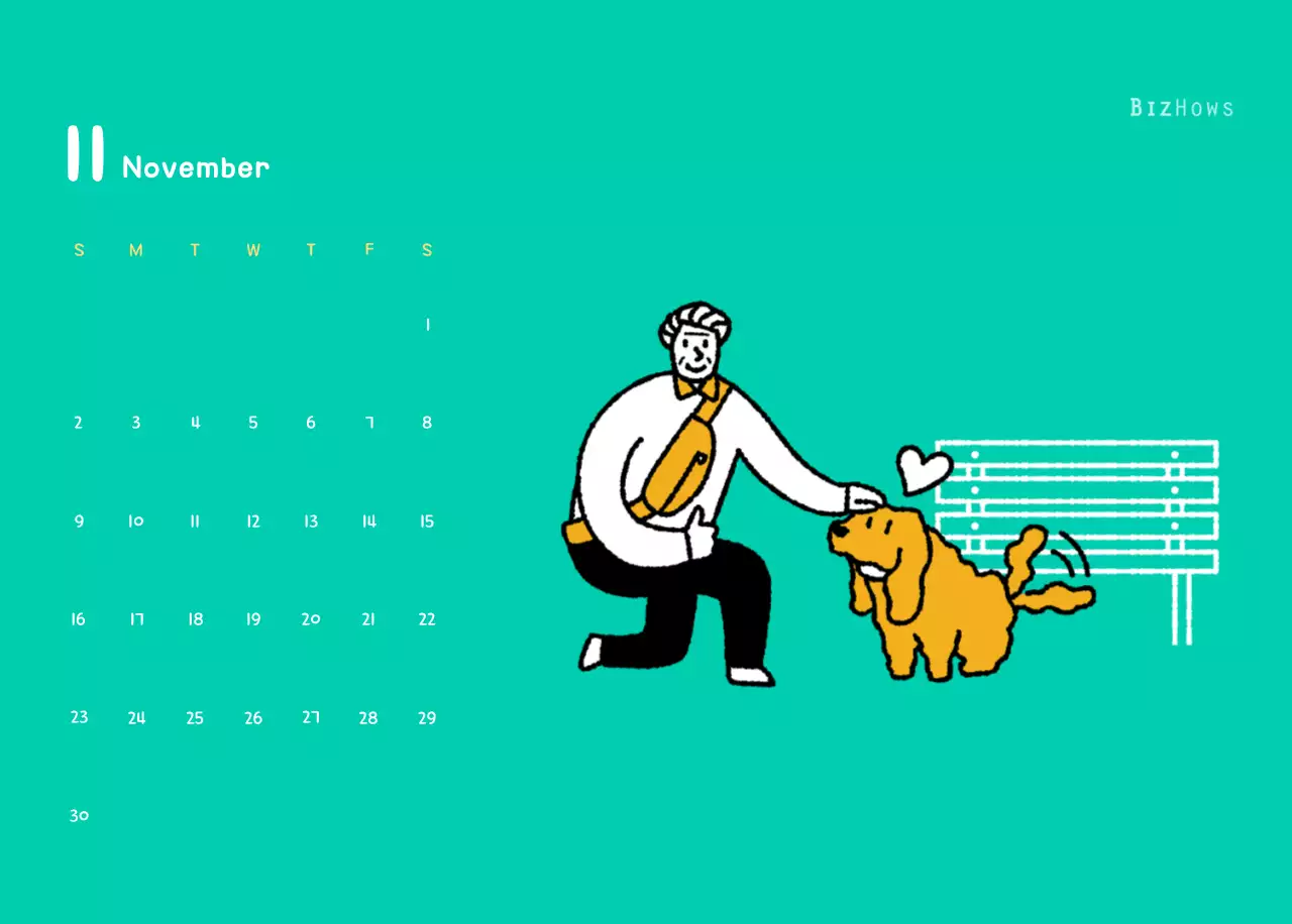 New Year's calendar with cute illustrations